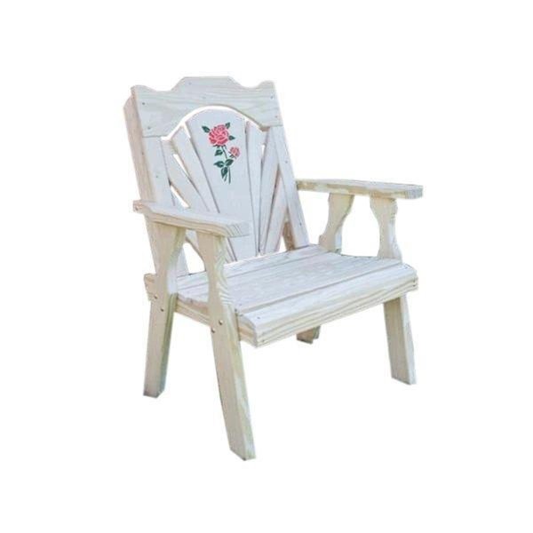 Creekvine Designs Treated Pine Fanback Patio Chair with Rose Design FC24FBROSECVD
